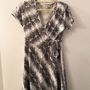 Snake Print Wrap Dress